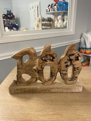 Wooden BOO Carving - Ghosts