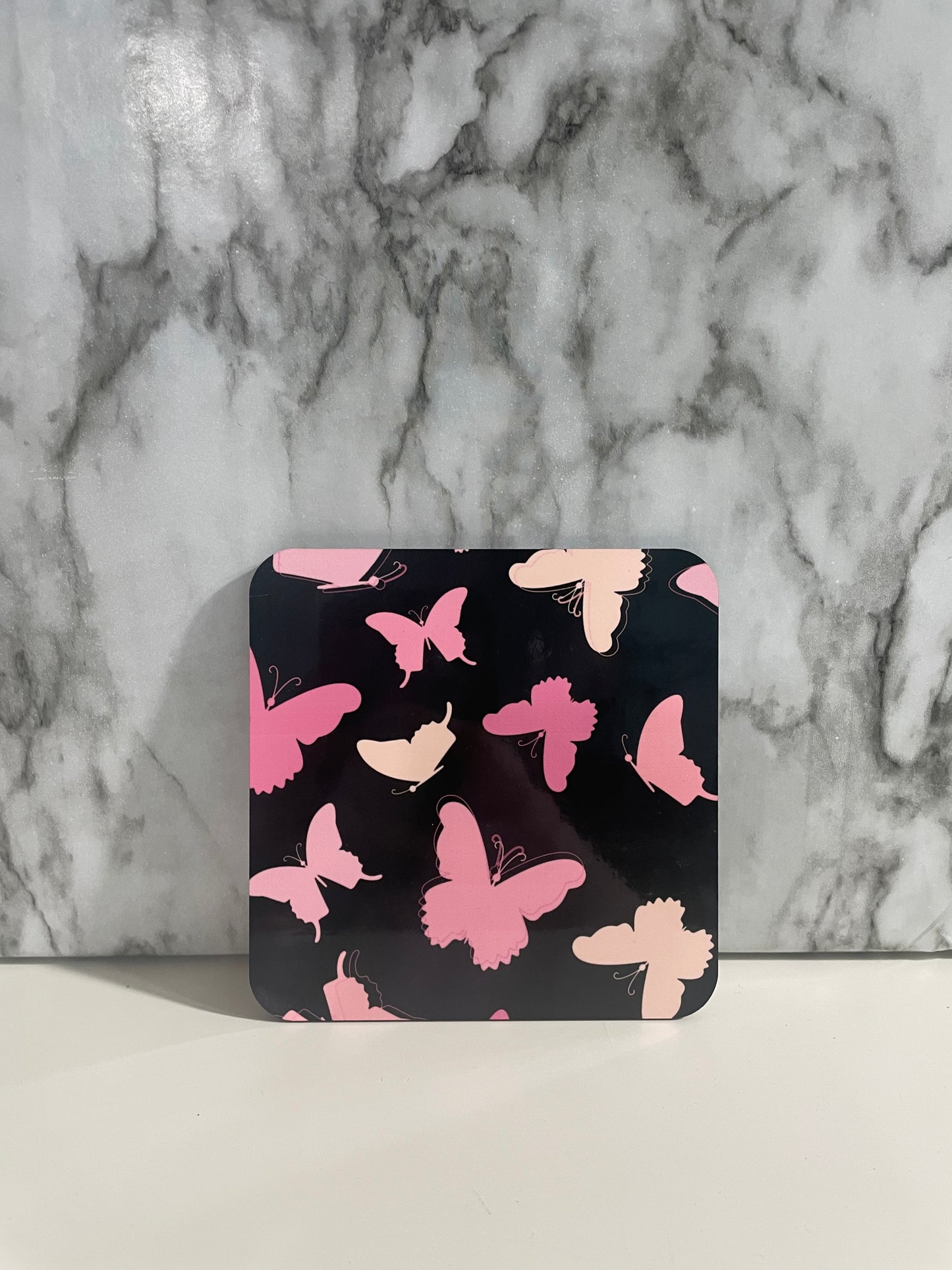 Pink Butterfly Cork Coaster