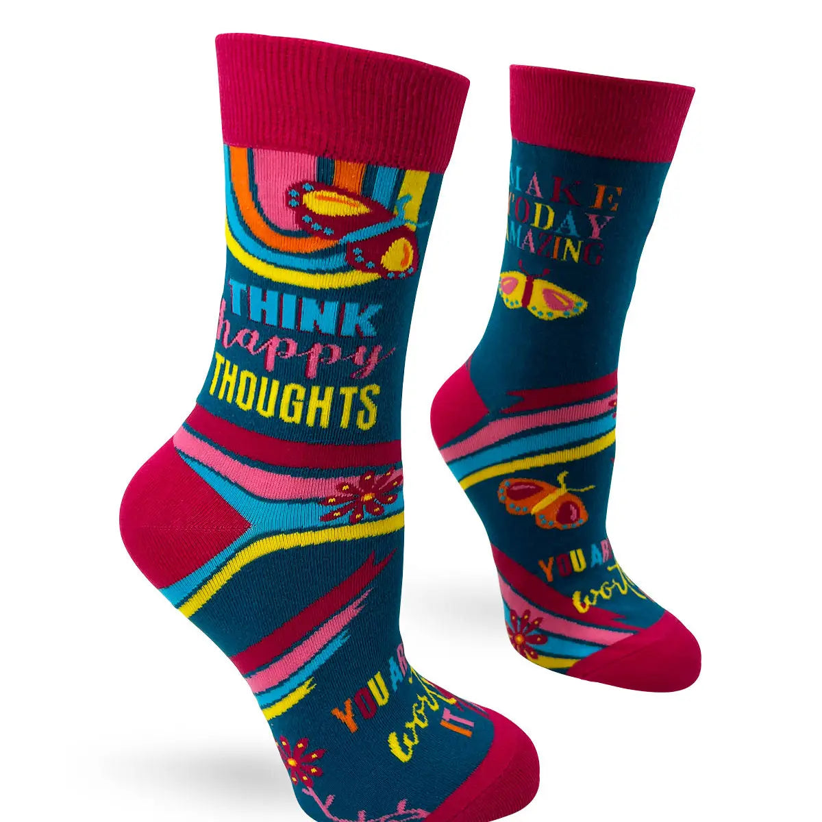 Think Happy Thoughts Make Today Amazing Women's Crew Socks
