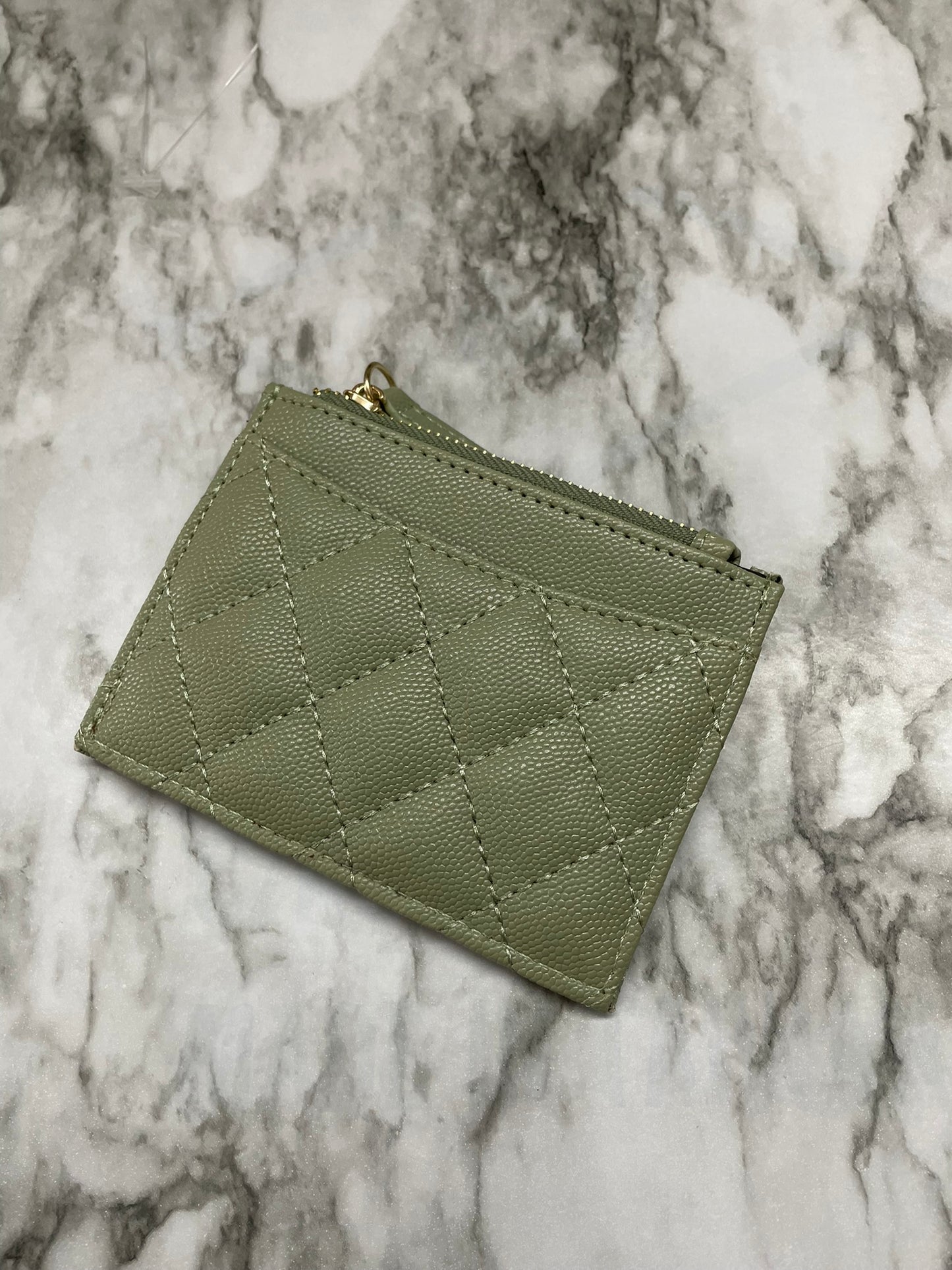 Sage Wallet with Zipper Pocket and Side Card Slots