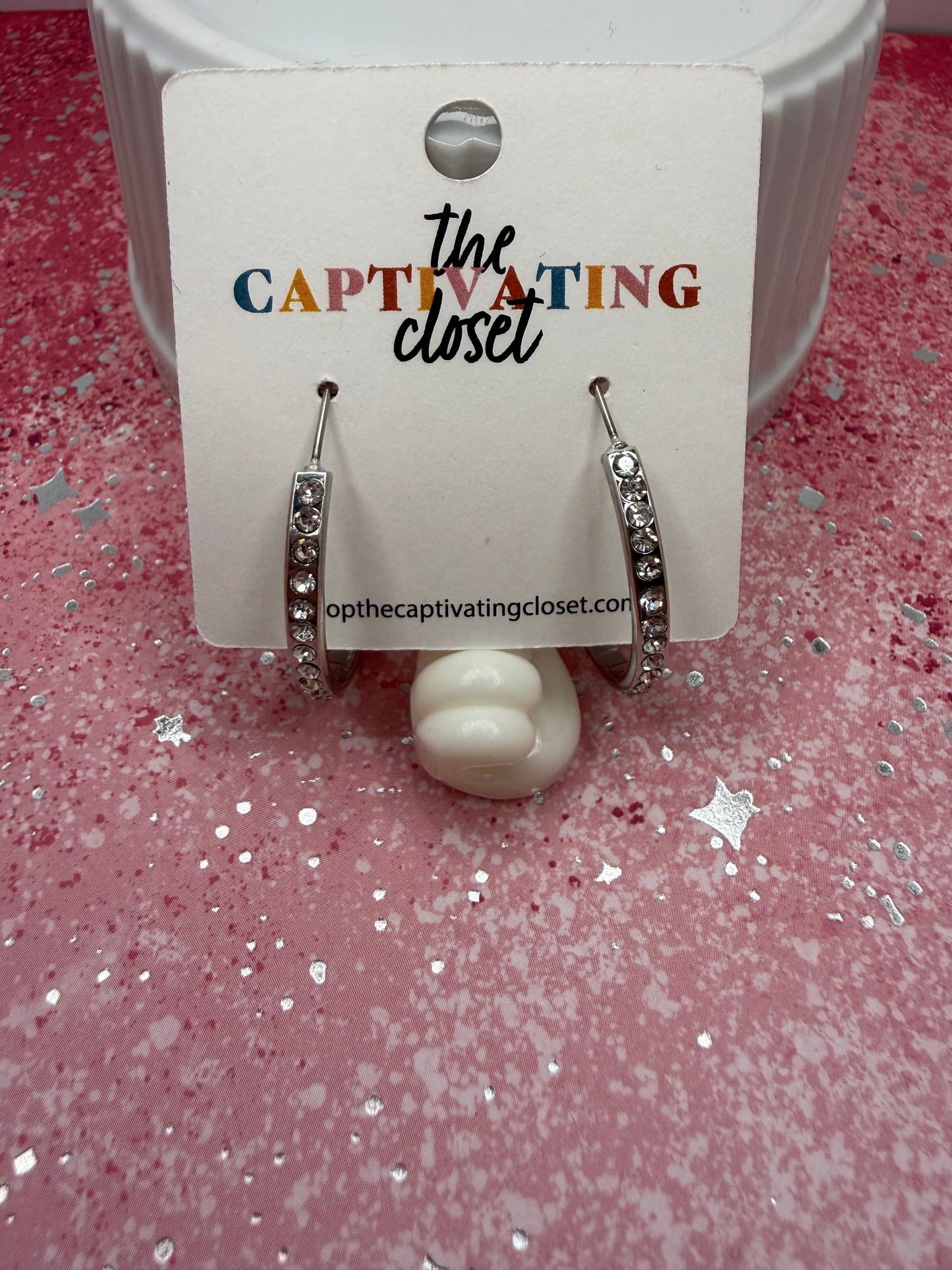 Sparkly Silver Hoop Earrings