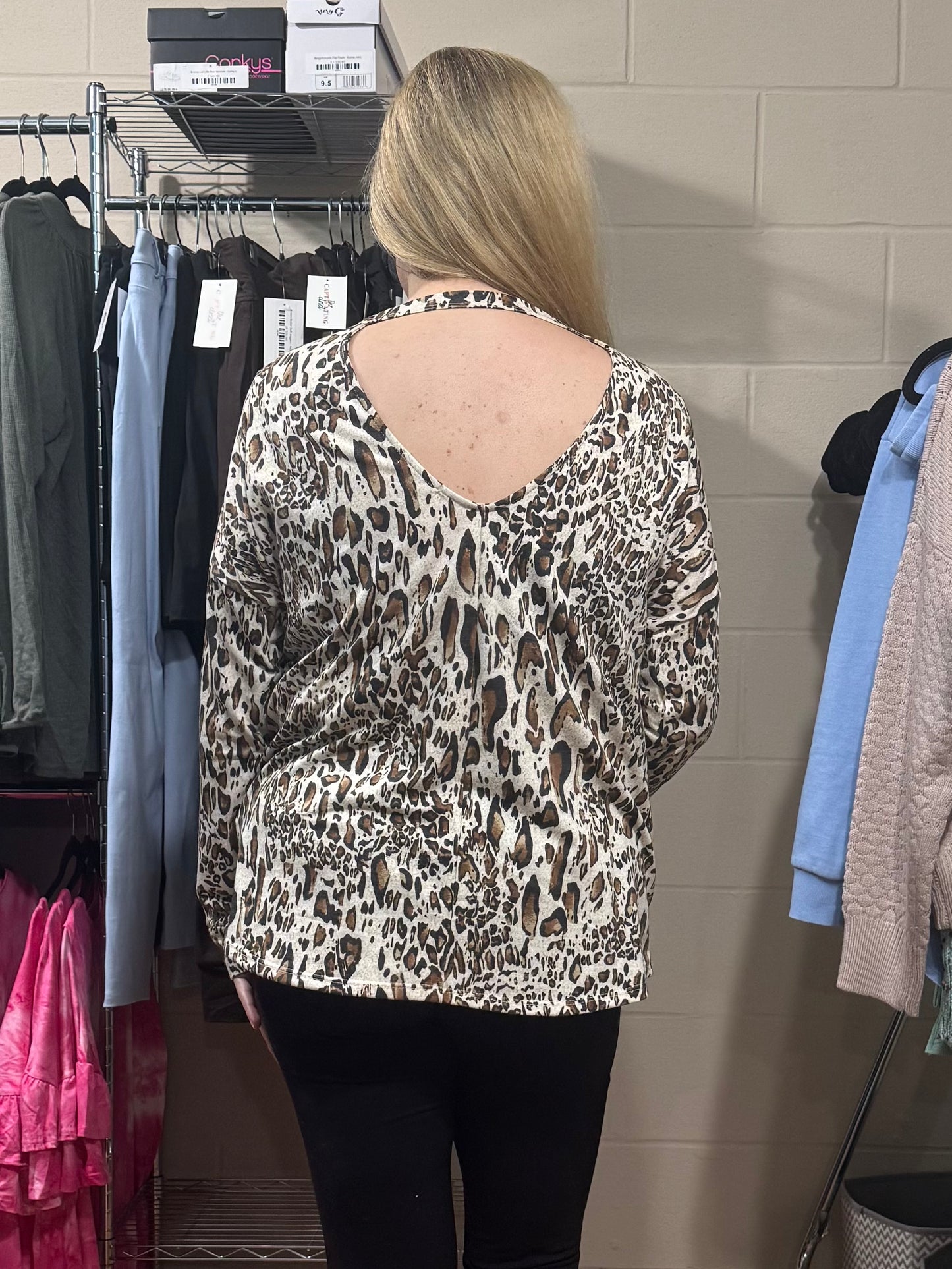 Leopard Top w/ Open back Detail