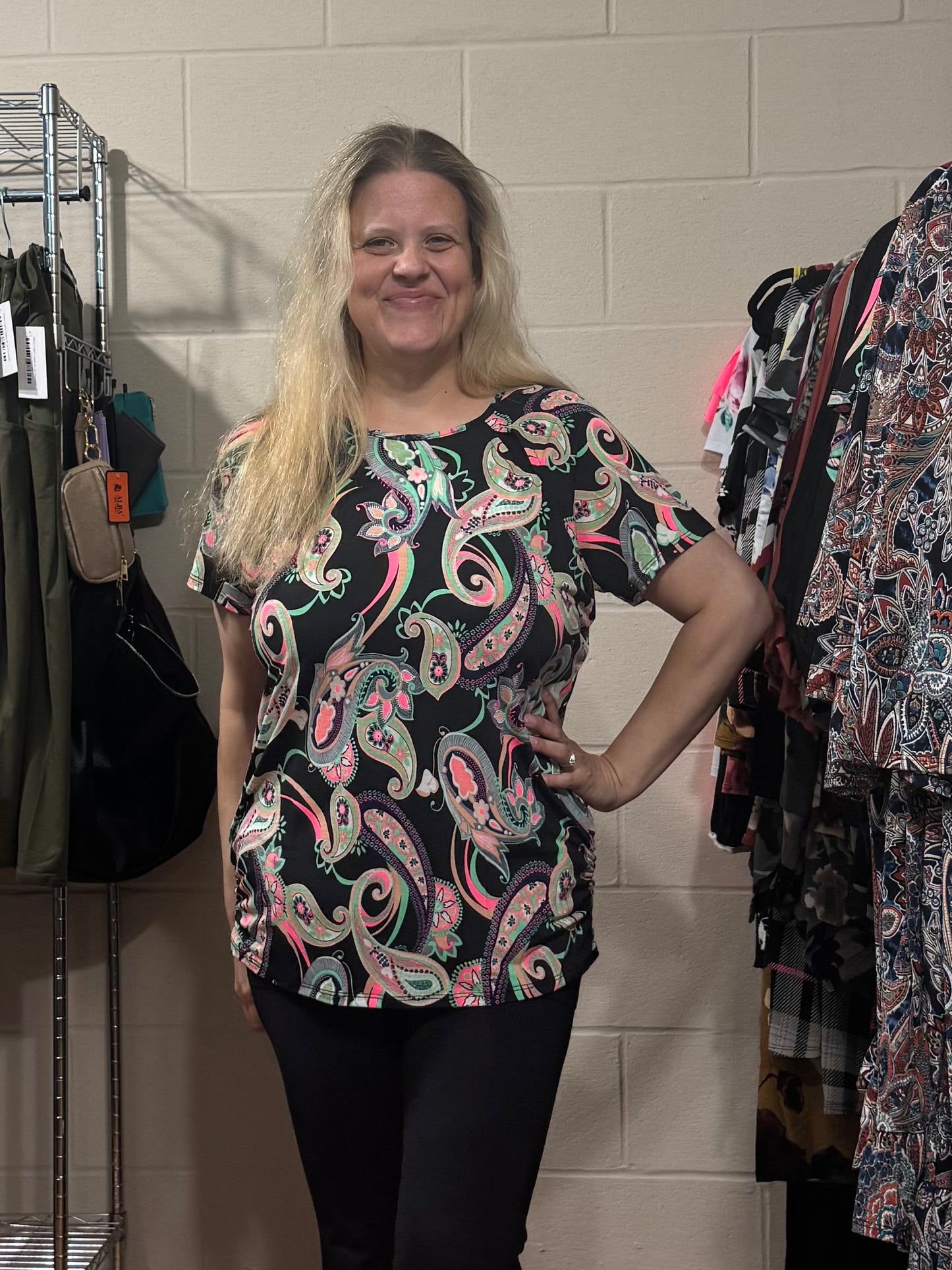 Black Top w/ Neon Paisley