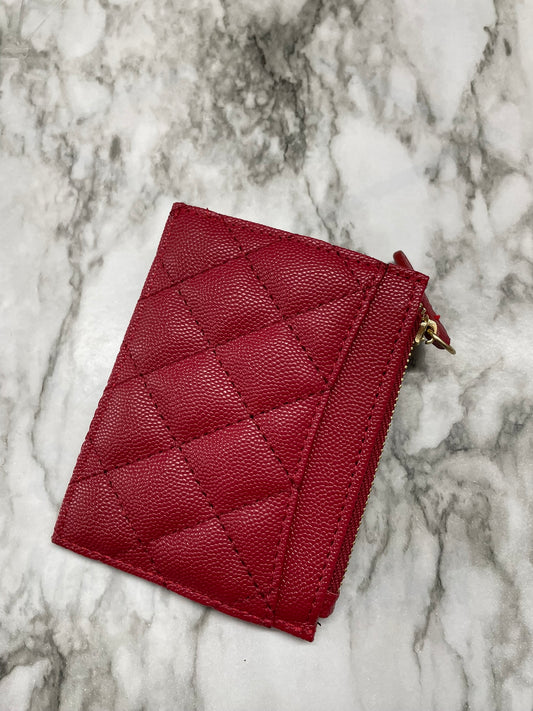 Red Wallet with Zipper Pocket and Side Card Slots