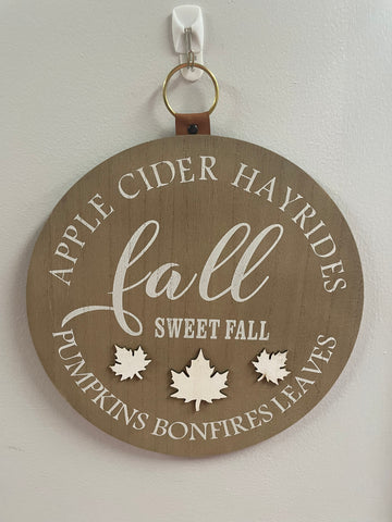 Round Wooden Sign - Fall, Sweet Fall