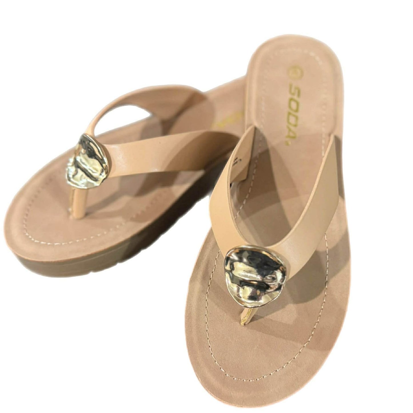 Tan Flip Flop w/ Gold Detail