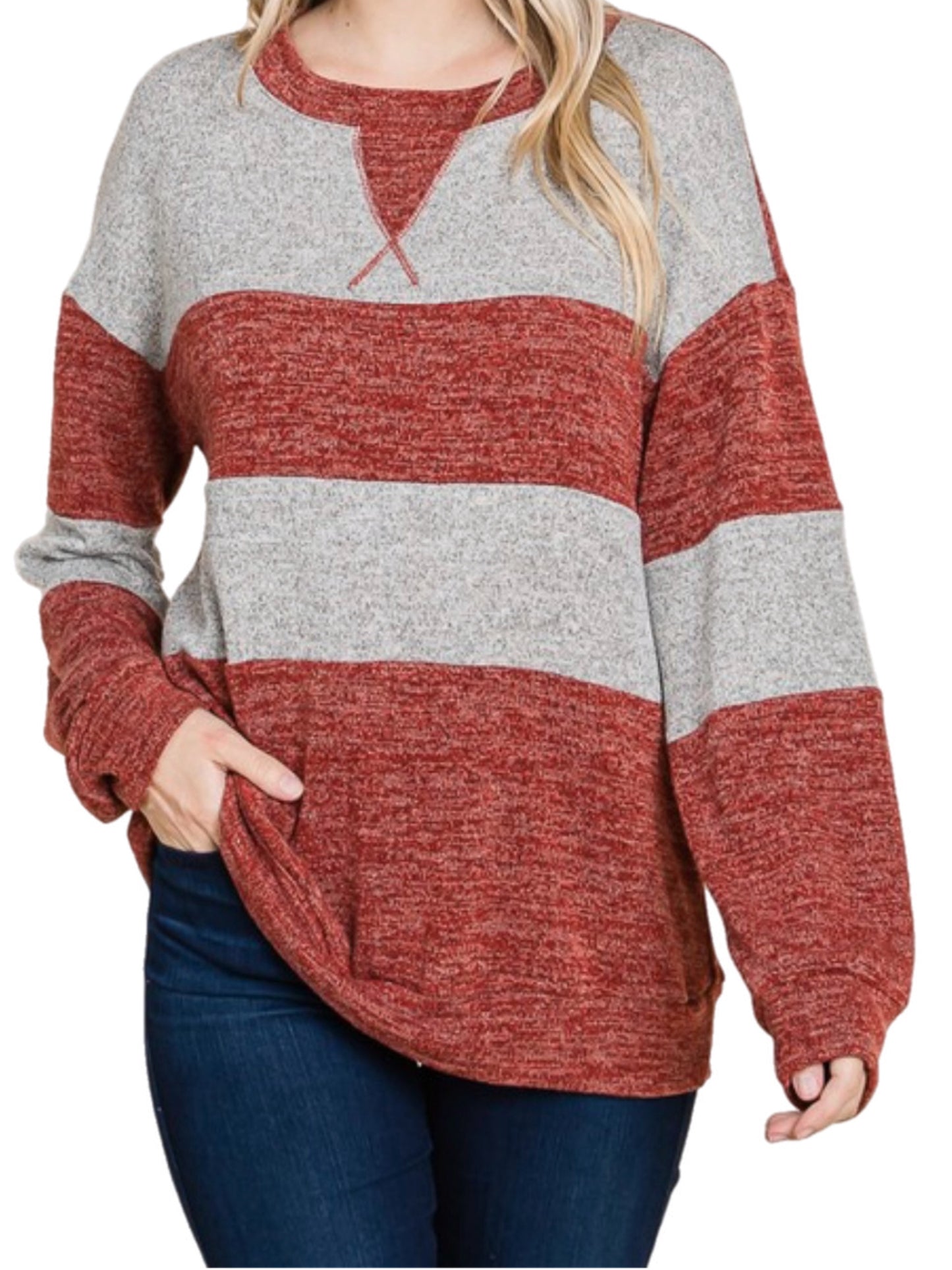 Rust & Oatmeal Color Block Sweater