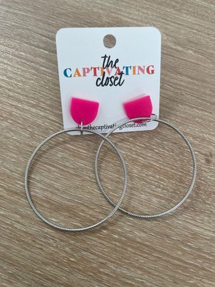 Pink with Silver Hoop Dangle
