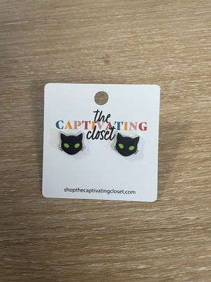 Black Cat Stud Earring