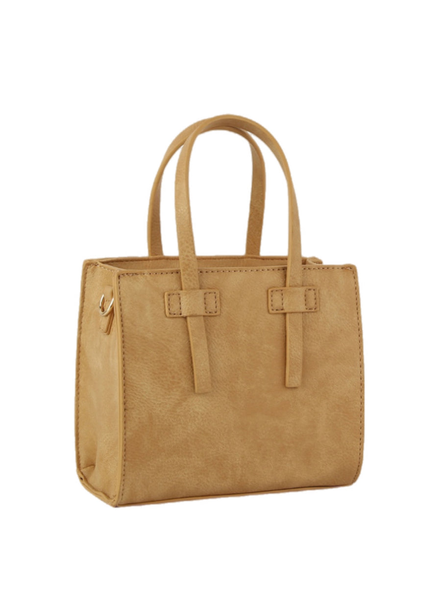 Small Handbag w/ Crossbody Strap - Tan