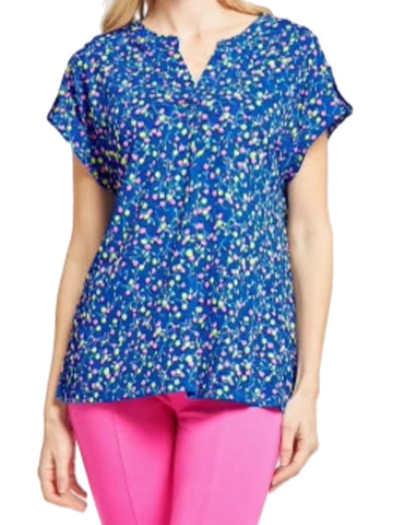 Blue Floral Short Sleeve Lizzy Top