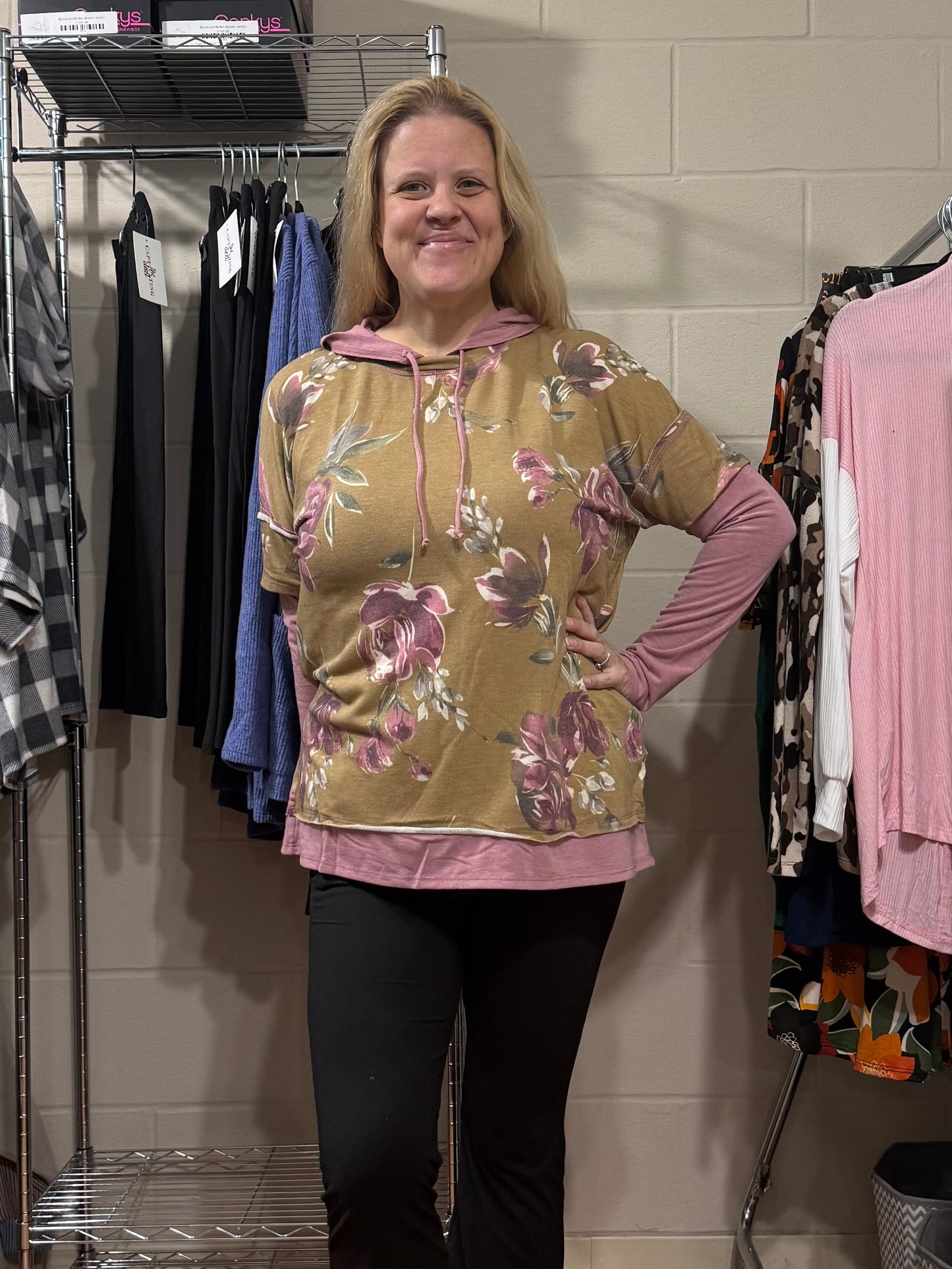 Mauve & Tan Floral Hoodie