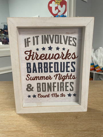 Fireworks & Barbeques Shadow Box Sign