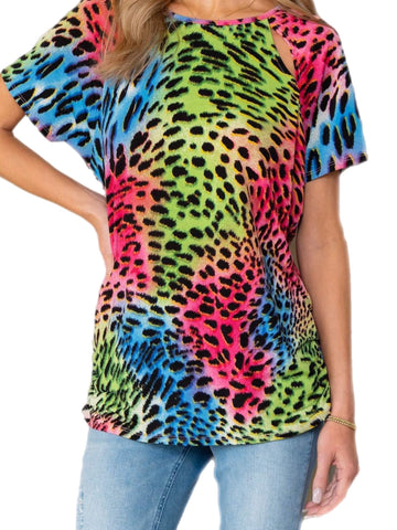 Neon Multicolor Cheetah Top w/ Peekaboo