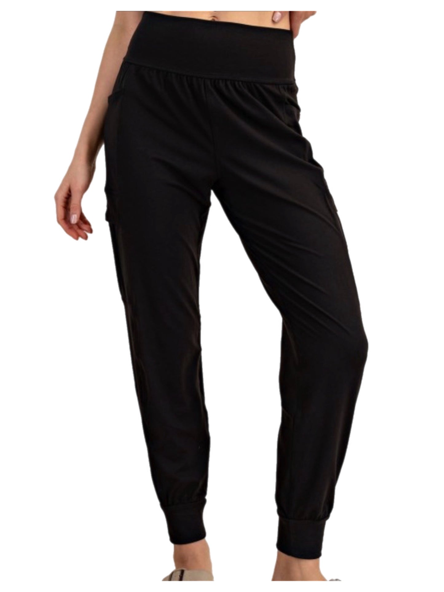 Black Butter-Soft Joggers w/ Cargo Pocket - Rae Mode