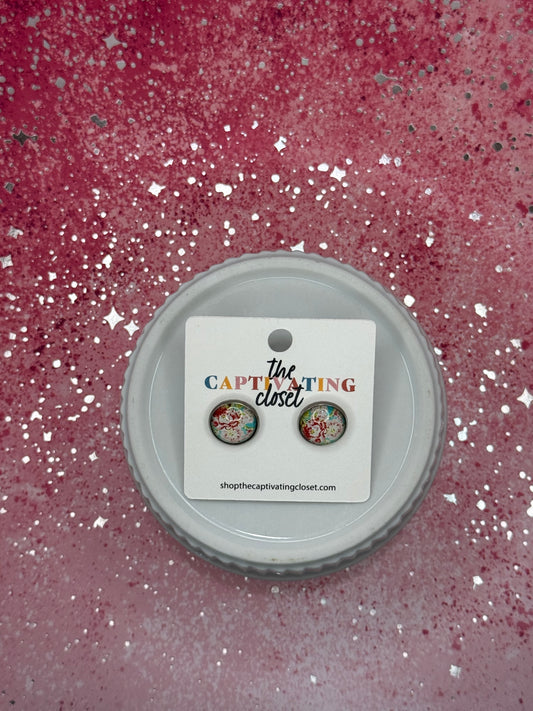 Floral Print Stud Earrings