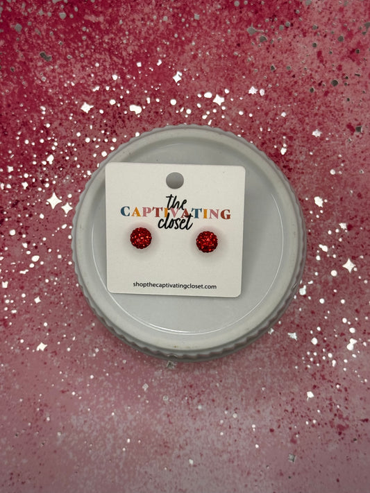Red Rhinestone Stud Earring