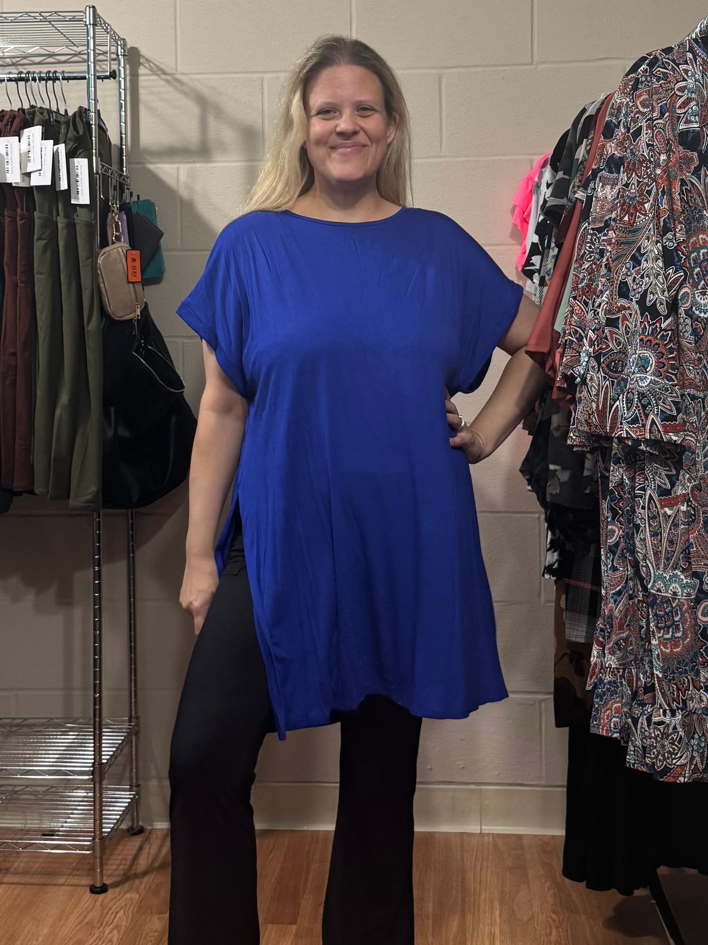 Royal Blue Tunic Top w/ Side Slits