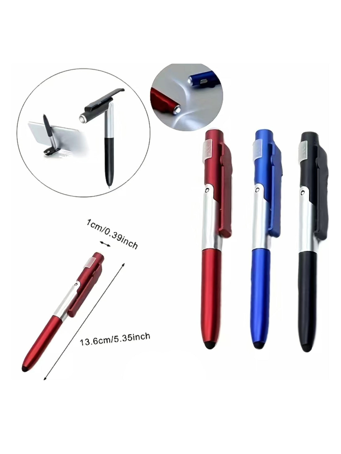 Folding Pen Mobile Phone Holder w/ Flashlight & Stylus