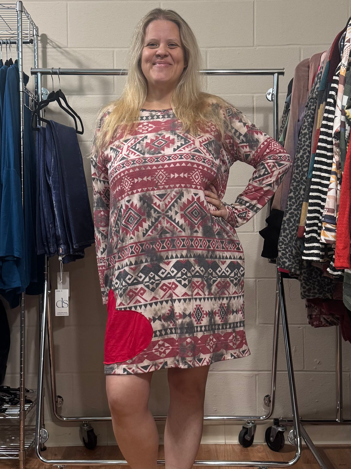 Aztec Dress w/ Heart Patch on Hem