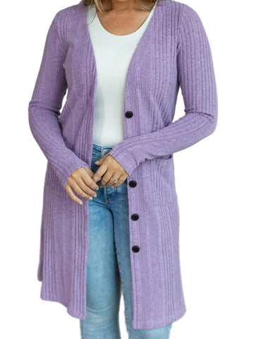 Soft Purple Cardigan w/ Pockets
