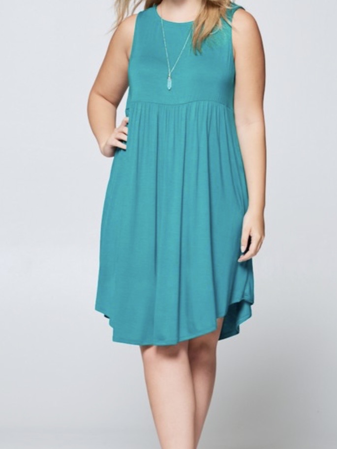 Teal Sleeveless Baby Doll Dress