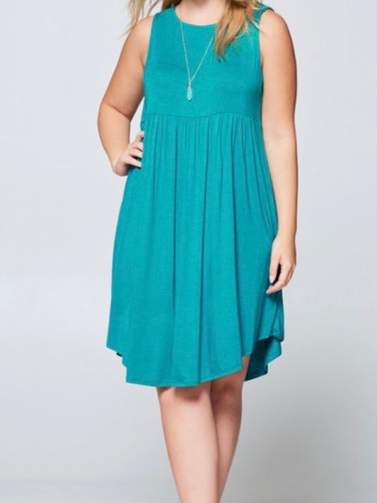 Teal Sleeveless Baby Doll Dress