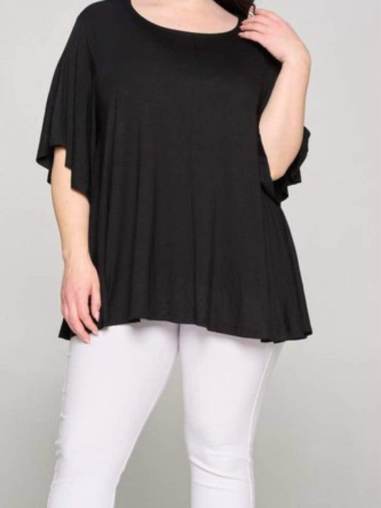 Black Short Sleeve Flowy Top