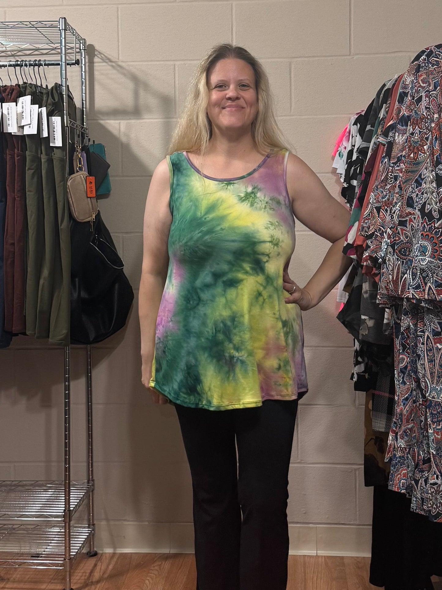 Green & Purple Tie Dye Sleeveless Top