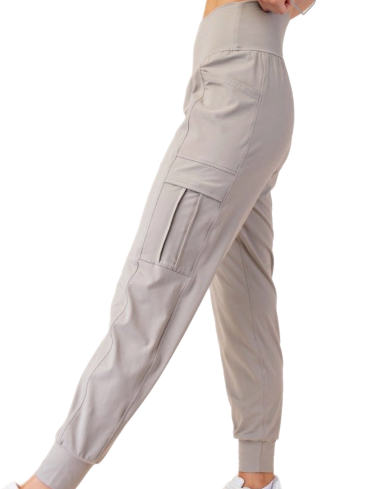 Taupe Butter-Soft Joggers w/ Cargo Pocket - Rae Mode