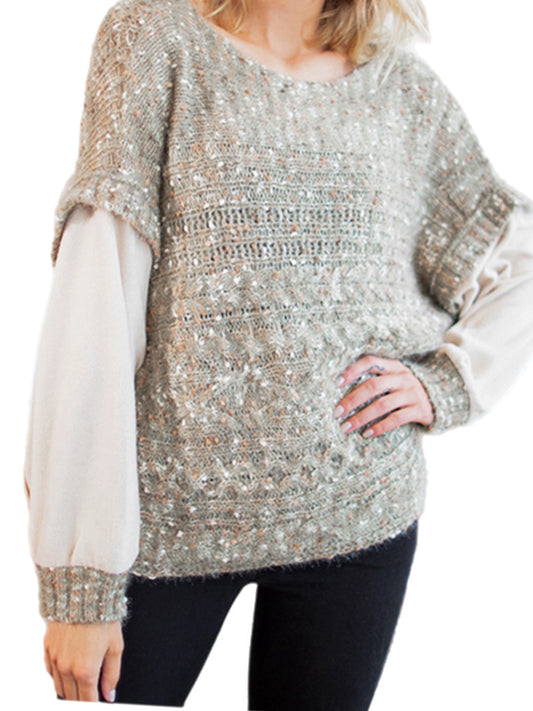 Olive Sweater w/ White Sleeves