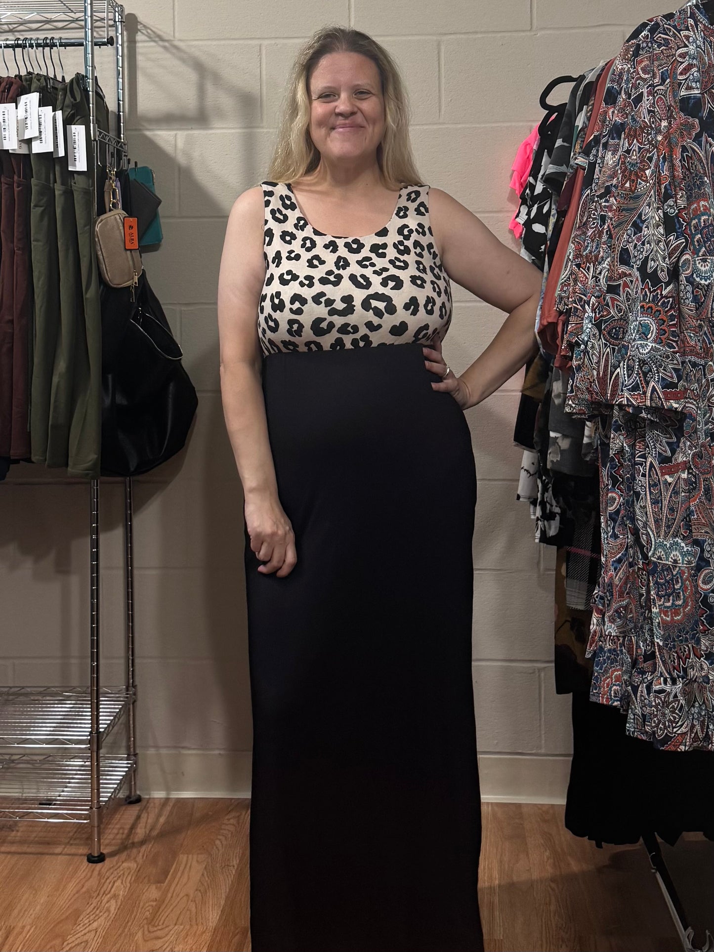 Cheetah Maxi Dress w/ Black Skirt