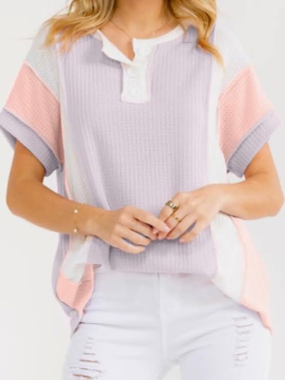Lavender & Peach Knit Color Block