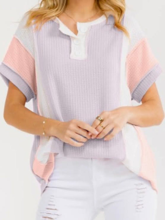 Lavender & Peach Knit Color Block