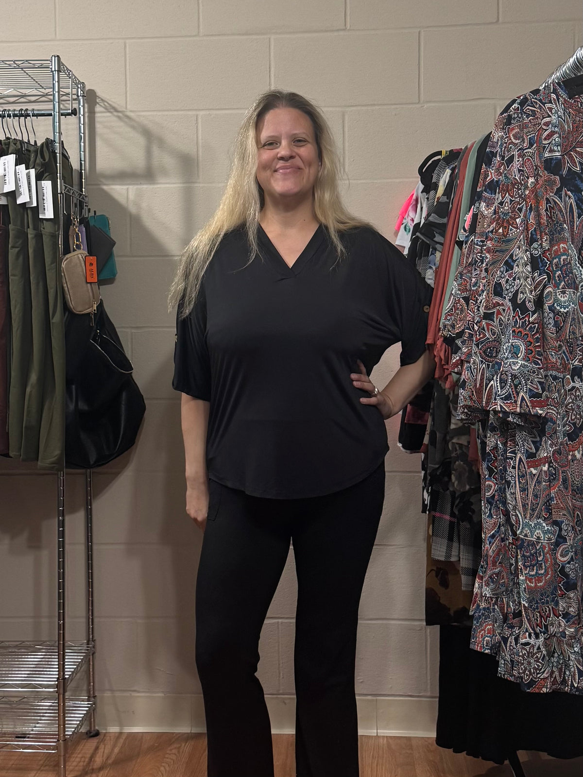 Black 3/4 Sleeve Top