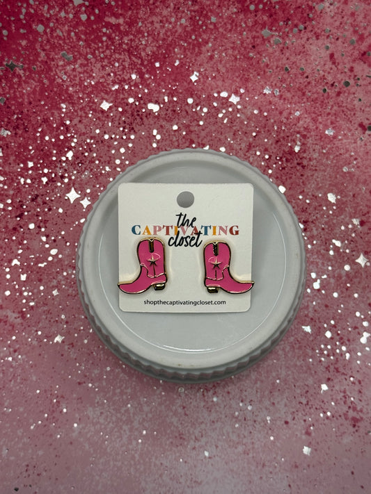 Pink Cowboy Boots Earrings