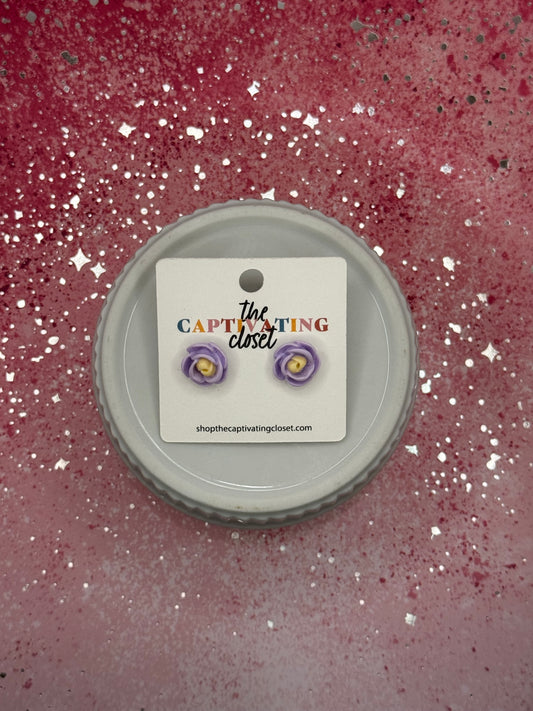 Purple Flower Stud Earrings