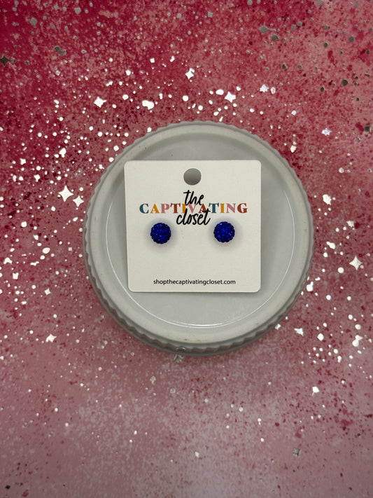Blue Rhinestone Stud Earring