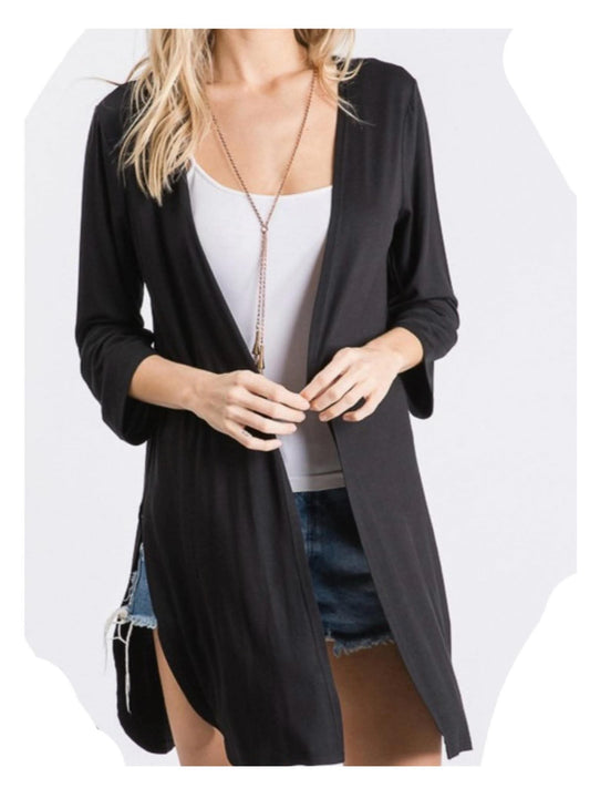 Black Kimono w/ Flutter Sleeves