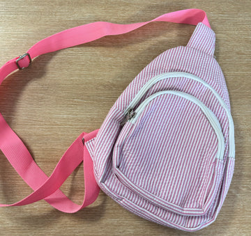 Pink Striped Sling Bag