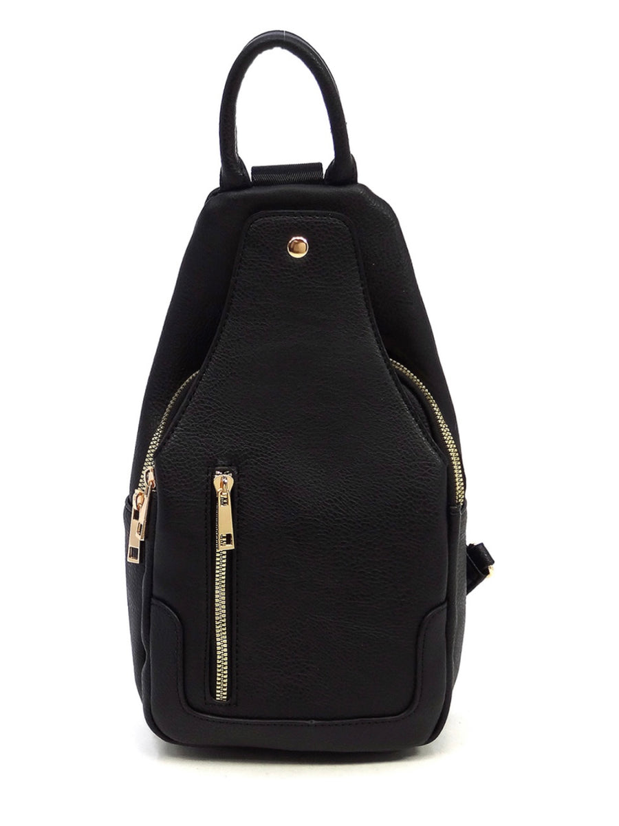 Sling Bag w/ Front Pocket - Black