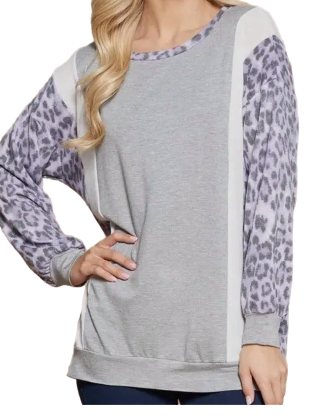 Gray and Lavender Leopard Top