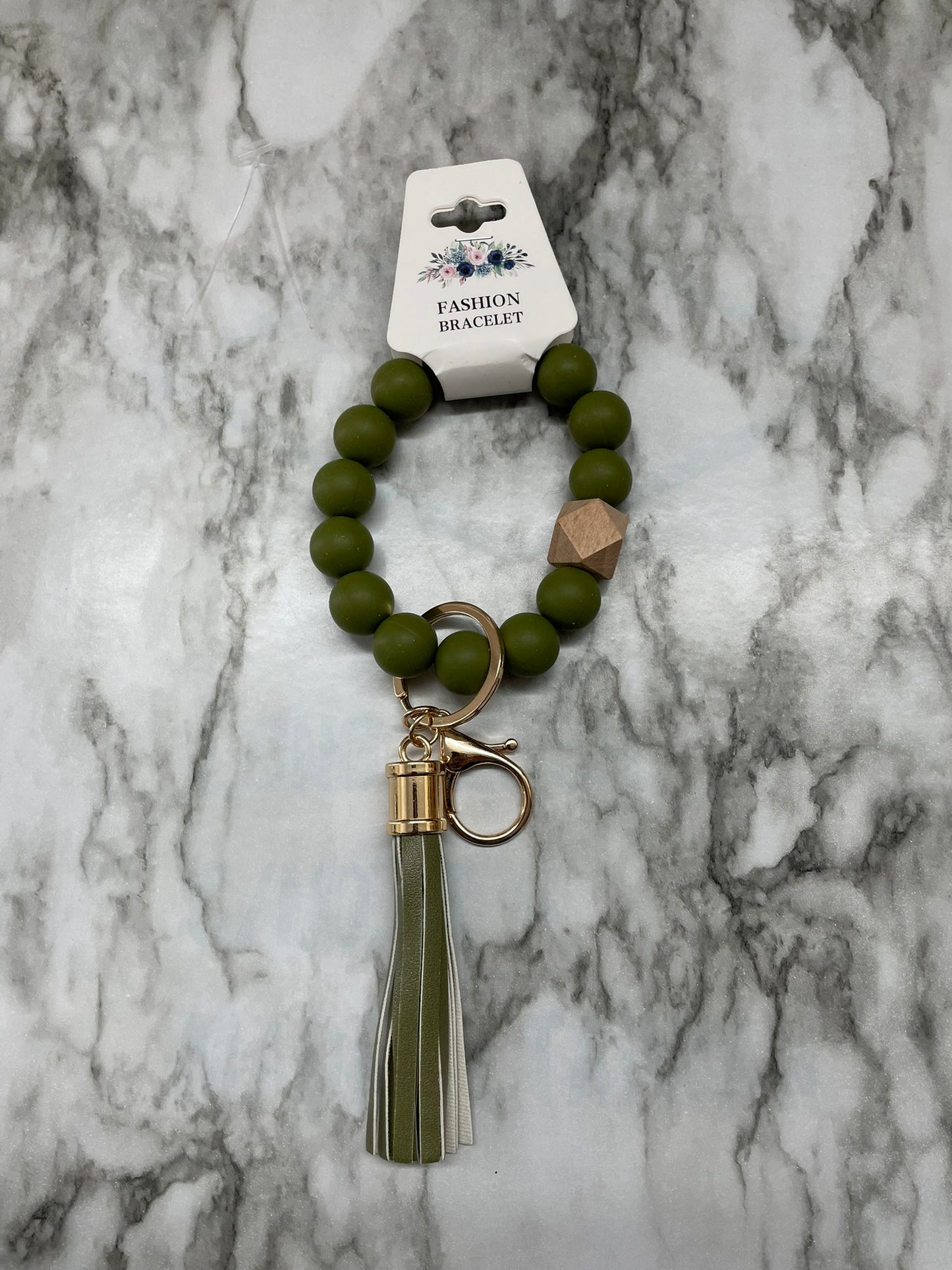 Olive Clay Bead Wristlet