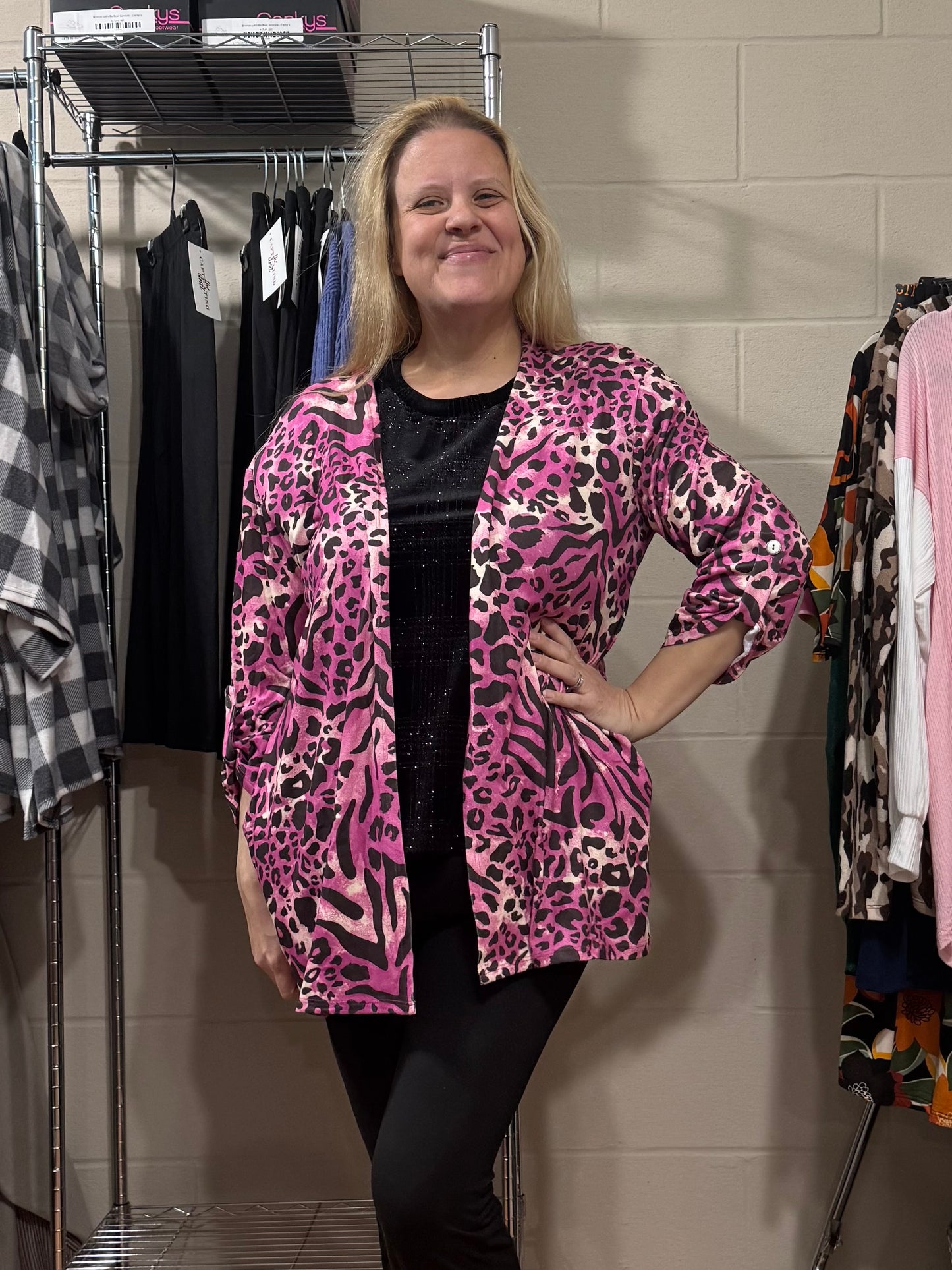 Pink Cheetah Cardigan