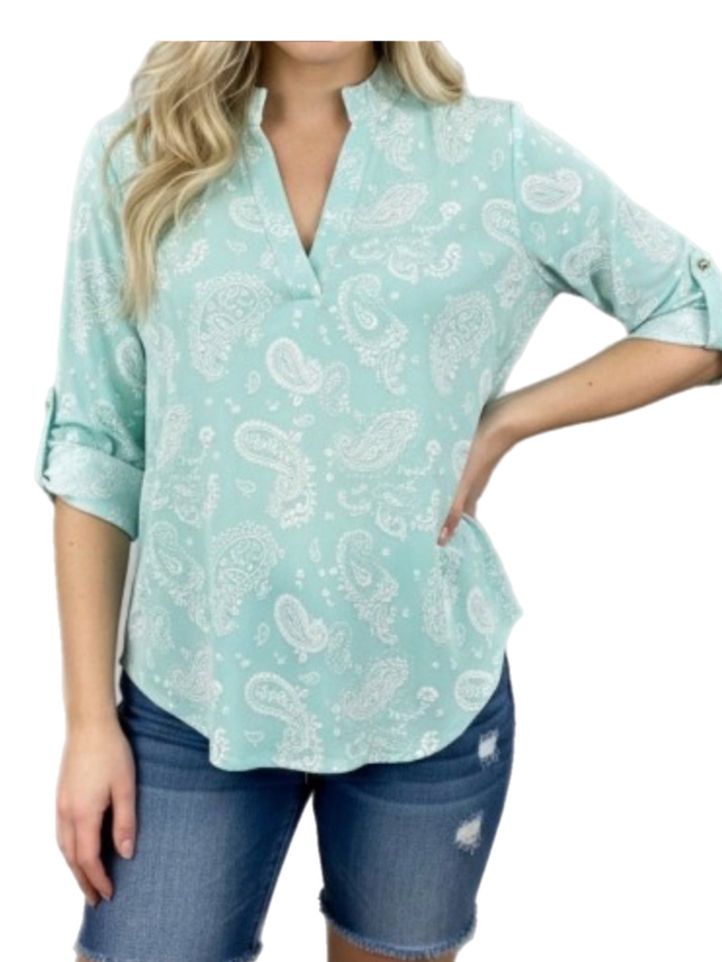 Mint & White Paisley Gabby