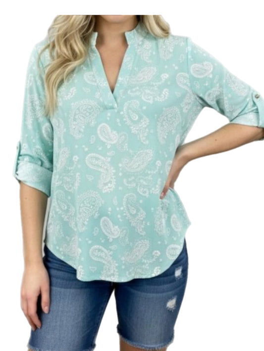 Mint & White Paisley Gabby