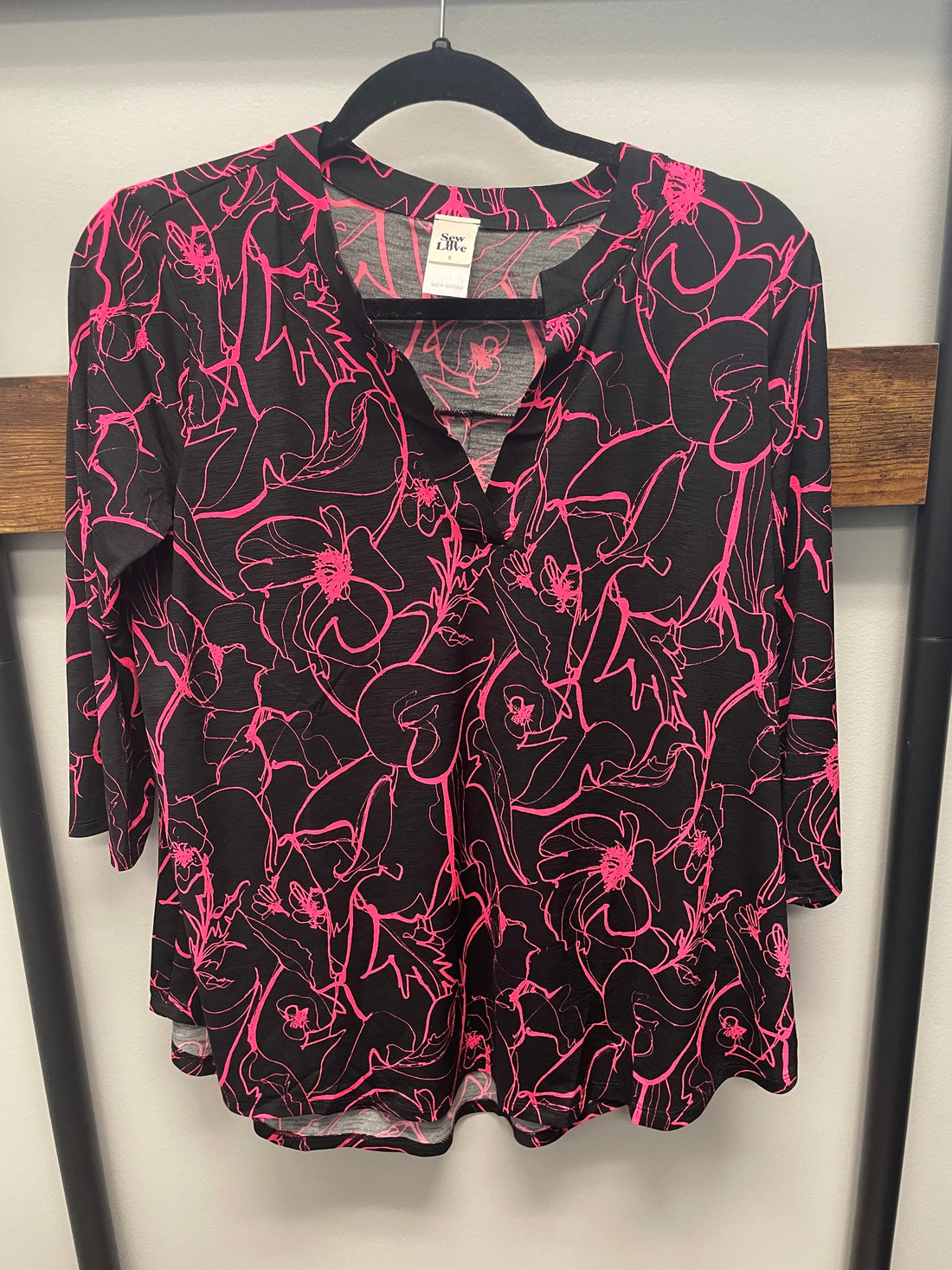 Black & Pink Abstract Top