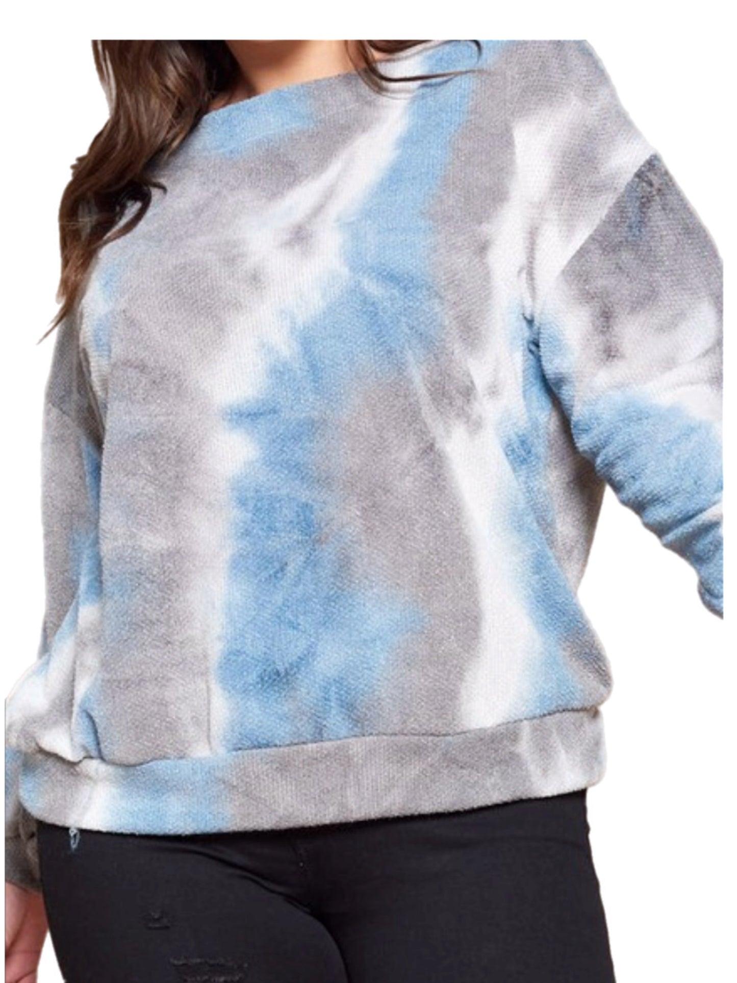 Blue & Gray Tie Dye Cozy Top
