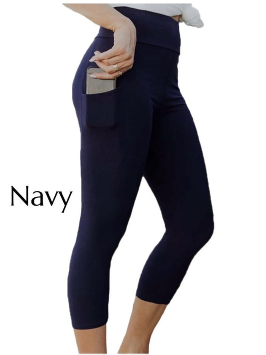 Navy Capri Leggings w/ Pockets