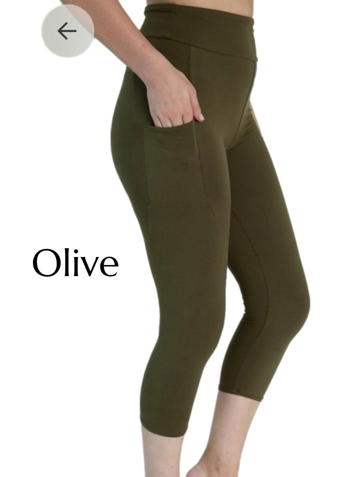 Olive Capri Leggings w/ Pockets